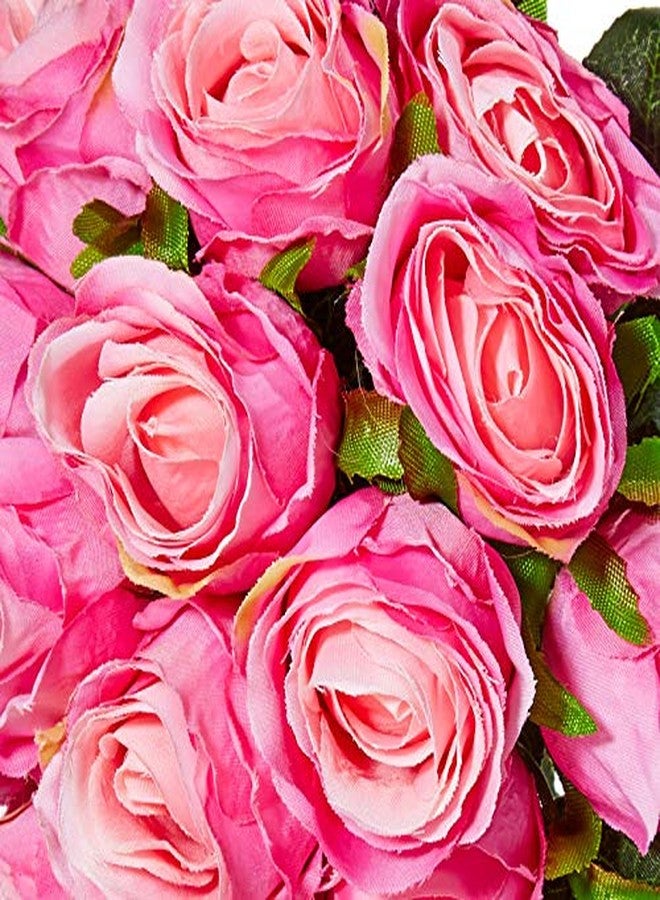 Fourwalls Decoration Artificial Rose Flower Bunches (26 cm Tall, 15 Heads Flowers, Light/Pink) - Image 4