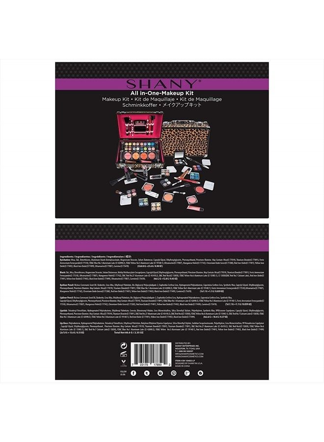 Shany Carry All Makeup Train Case with Pro Makeup Set, Makeup Brushes, Lipsticks, Eye Shadows, Blushes, and more - Leopard - Image 5