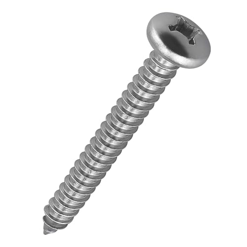 RoyceMart #12 x 2 (50 Pack) Stainless Steel Phillips Pan Head Wood Screws, Stainless Steel 304 (18-8), Pan Head Sheet Metal Screws Self Tapping for Wood - Image 1