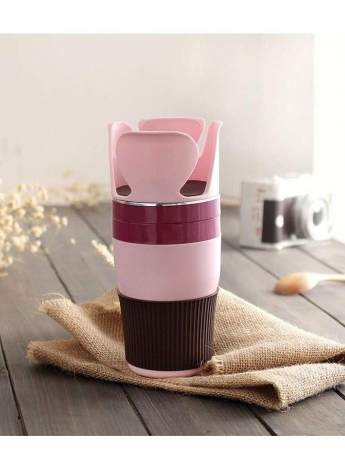 راكسوم حامل أكواب للسيارة 5 في 1، حامل أكواب قابل للتعديل وموسع، حامل هاتف، ملحق عالمي لتخزين الوجبات الخفيفة - Image 3