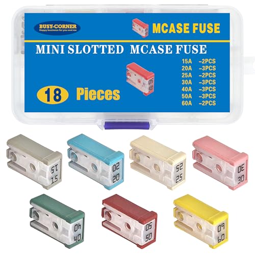 BUSY-CORNER 18 Pcs 32V Mini Slotted Automotive MCASE Shaped Cartridge Fuse Kit15A 20A 25A 30A 40A 50A 60A - Image 1