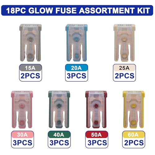 BUSY-CORNER 18 Pcs 32V Mini Slotted Automotive MCASE Shaped Cartridge Fuse Kit15A 20A 25A 30A 40A 50A 60A - Image 3