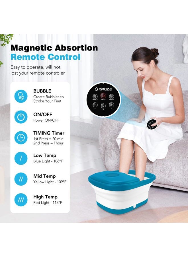 KNQZE Collapsible Foot Spa Bath with Heat, Remote Control, Temperature Control, Bubbles, Red Light, Pumice Stone, 16 Massage Roller Pedicure Foot Spa Tub Foot Soaker for Soothe & Relax Tired Feet - Image 3