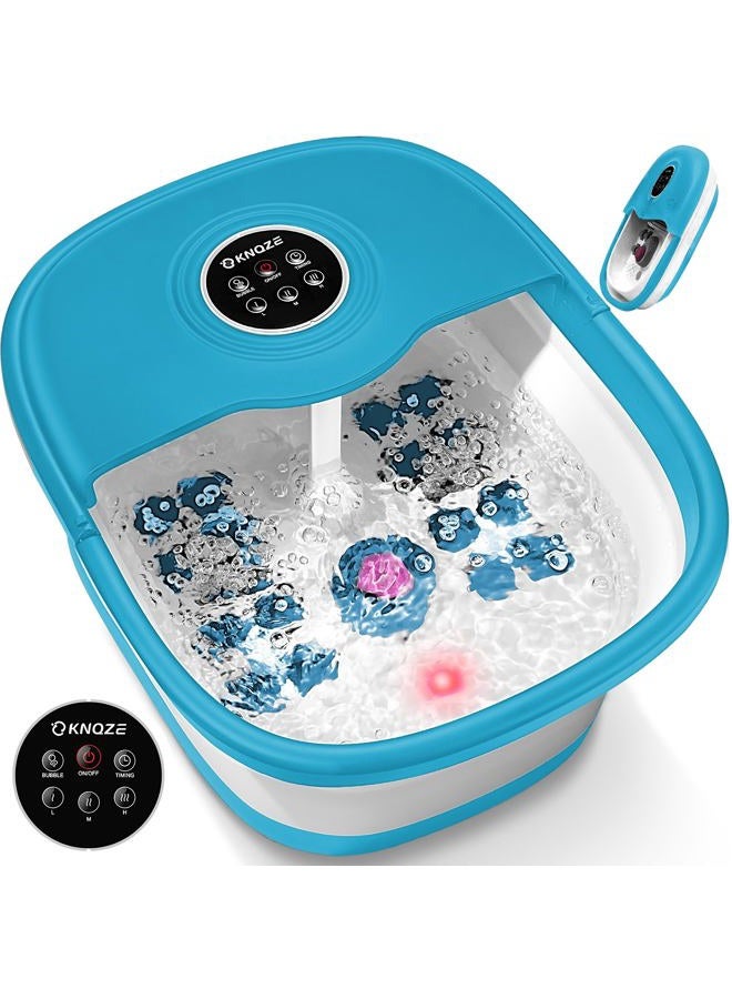KNQZE Collapsible Foot Spa Bath with Heat, Remote Control, Temperature Control, Bubbles, Red Light, Pumice Stone, 16 Massage Roller Pedicure Foot Spa Tub Foot Soaker for Soothe & Relax Tired Feet - Image 1