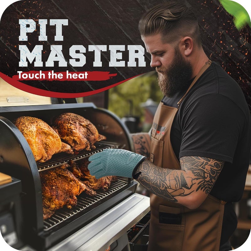 Kitchen perfection Silicone Smoker Oven Gloves -Extreme Heat Resistant BBQ Gloves -Handle Hot Food Right on Your Smoker Grill Fryer Pit|Waterproof Oven Mitts Grill Gloves |Superior Value Set+3 Bonuses - Image 2