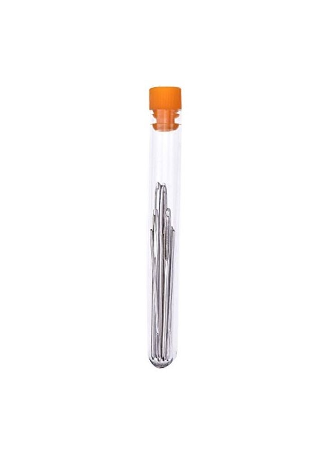 9-Piece Large-eye Yarn Knitting Sewing Needles Silver 5.9 x 3.1 x 0.6inch - Image 2