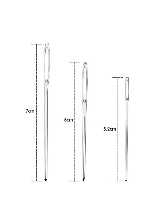 9-Piece Large-eye Yarn Knitting Sewing Needles Silver 5.9 x 3.1 x 0.6inch - Image 3