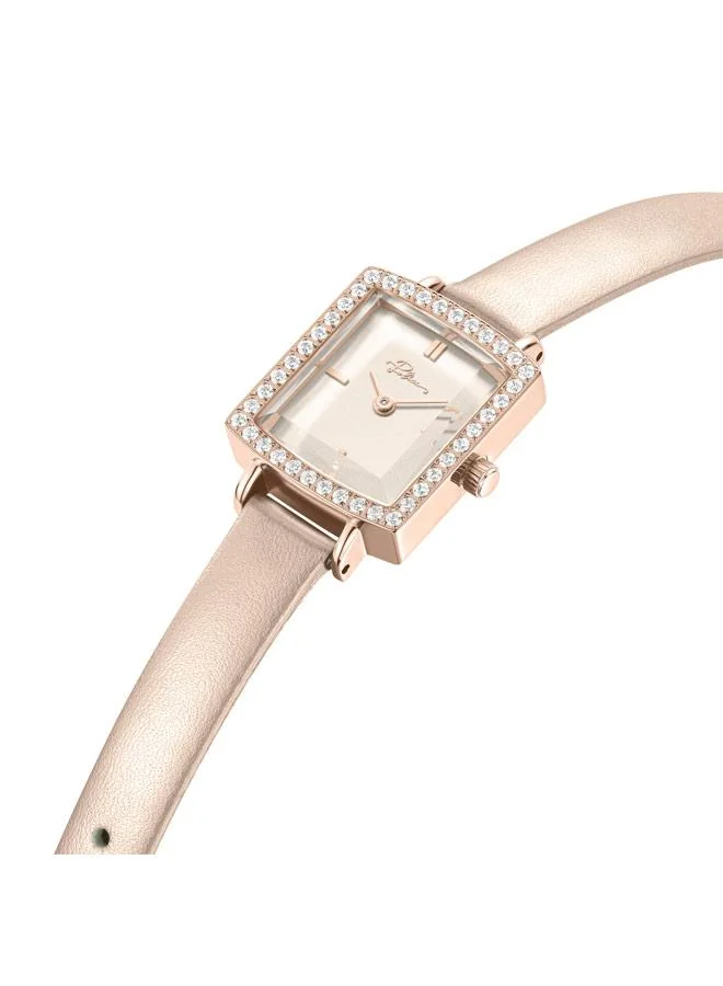 بوليس Lorie Light Pink Dial Genuine Leather Strap Analog Watch for Women, 19.2mm