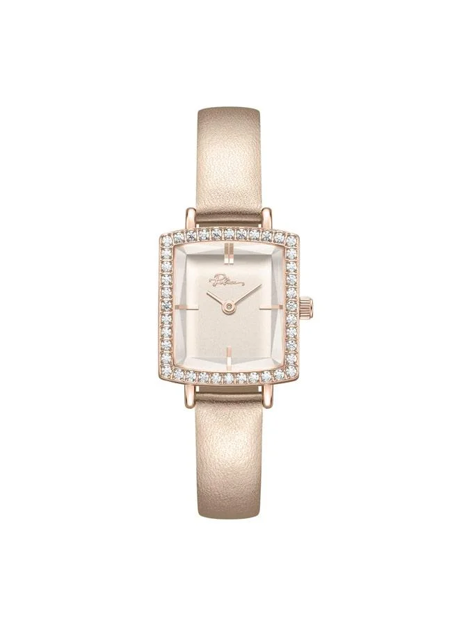 بوليس Lorie Light Pink Dial Genuine Leather Strap Analog Watch for Women, 19.2mm