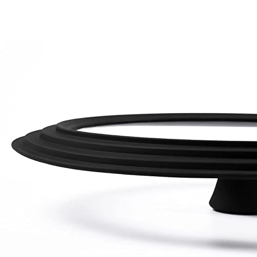Eooch Universal Lid for Pots, Pans and Skillets Vented Tempered Glass with Heat Resistant Silicone Rim, Fits 6 inch, 7 inch, 8 inch Cookware, Replacement Lid, Black - Image 2