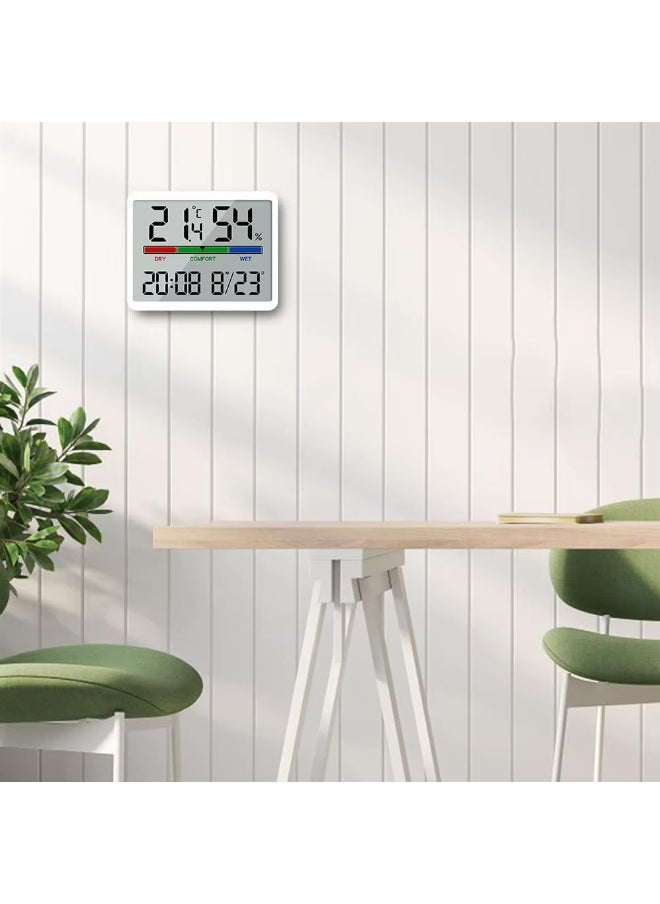 Rubik - Digital Alarm Clock with Temperature and Humidity Large Display Magnetic & Wall Mountable, Table Standing for Home and Office (White) - Image 1