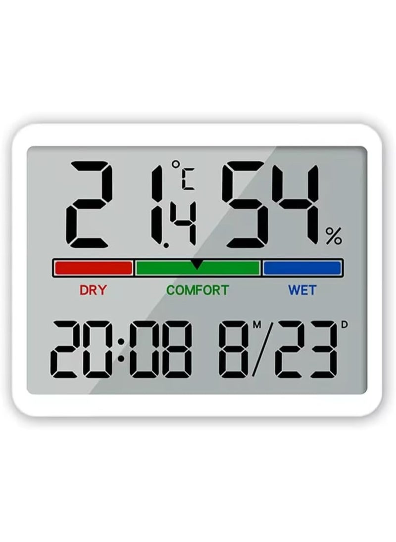 Rubik - Digital Alarm Clock with Temperature and Humidity Large Display Magnetic & Wall Mountable, Table Standing for Home and Office (White) - Image 1