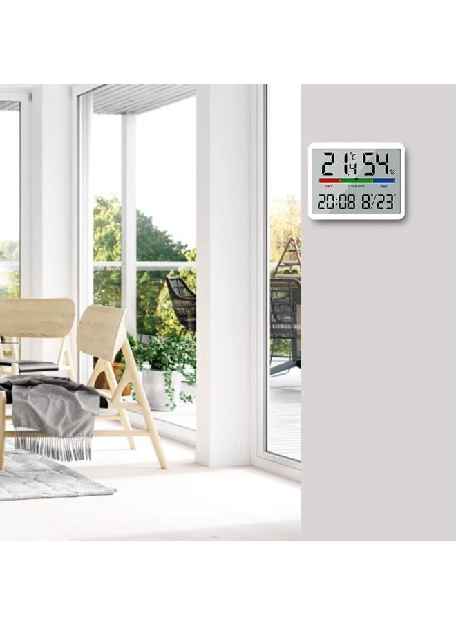 Rubik - Digital Alarm Clock with Temperature and Humidity Large Display Magnetic & Wall Mountable, Table Standing for Home and Office (White) - Image 1