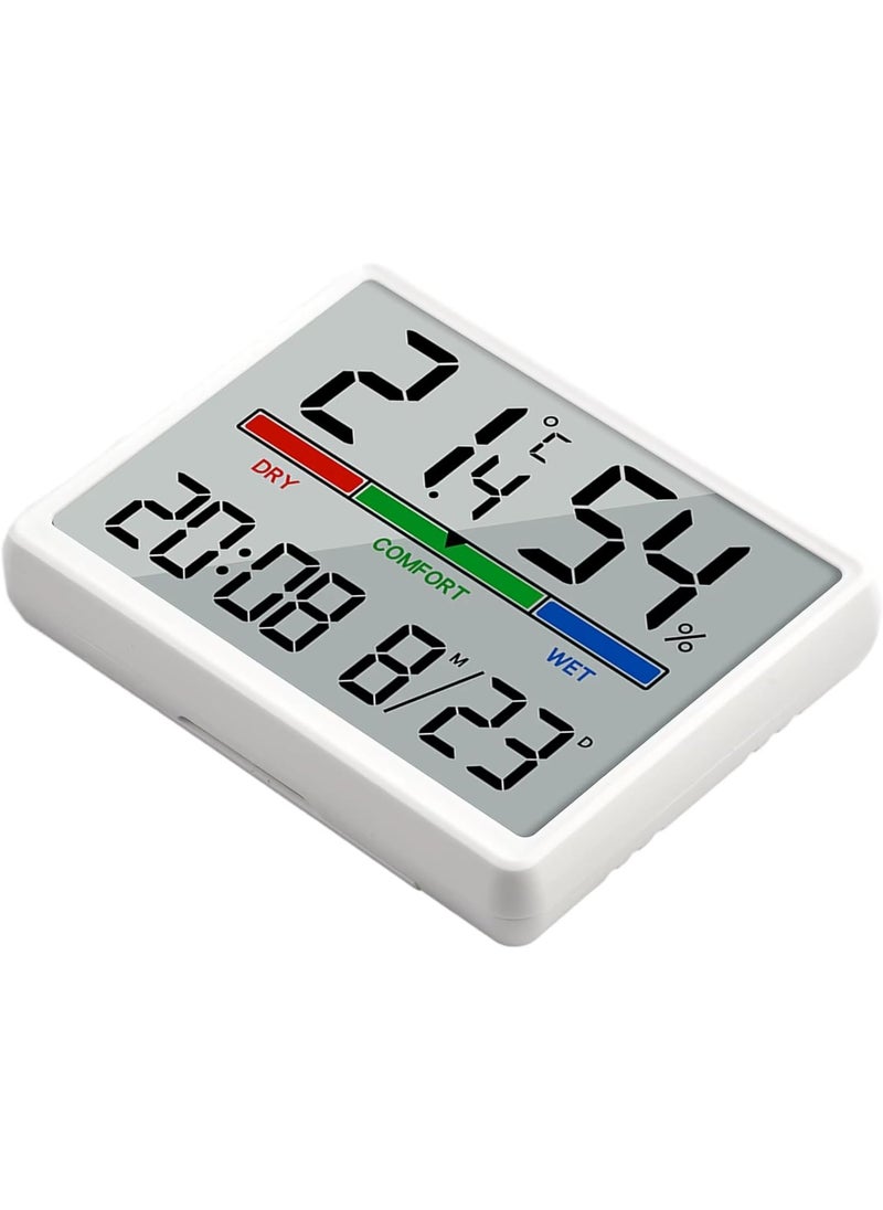 Rubik - Digital Alarm Clock with Temperature and Humidity Large Display Magnetic & Wall Mountable, Table Standing for Home and Office (White) - Image 1
