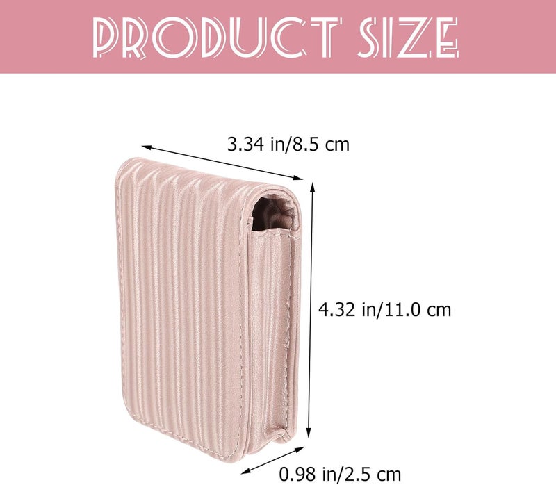 iplusmile Mini Lipstick Case with Mirror for Purse, Small Portable Lipstick Holder Pouch, Pink Compact Makeup Bag for Travel and Daily Use - Image 2