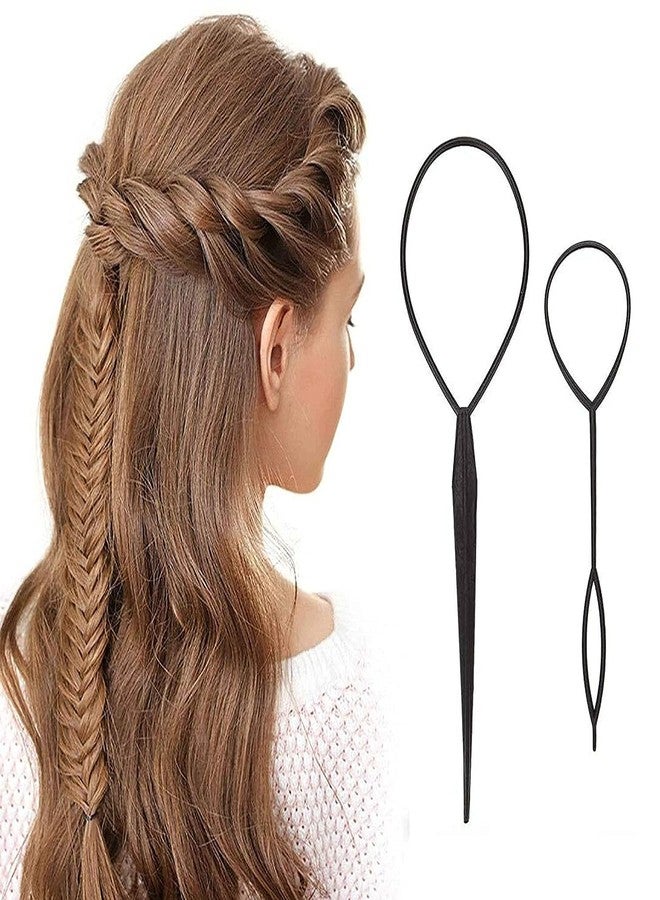 DazzleDiva 2Pcs Topsy Tail Hair Braid Maker Hairs Styling Accessories Hairs Styling Tool Ponytail Maker & French Braid Loop Tools Kit Hair Braiding Accessories for Women & Girls Easy Hairstyle Tools 2Pcs (Plastic) - Image 1