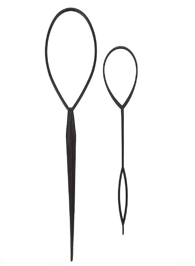 DazzleDiva 2Pcs Topsy Tail Hair Braid Maker Hairs Styling Accessories Hairs Styling Tool Ponytail Maker & French Braid Loop Tools Kit Hair Braiding Accessories for Women & Girls Easy Hairstyle Tools 2Pcs (Plastic) - Image 2