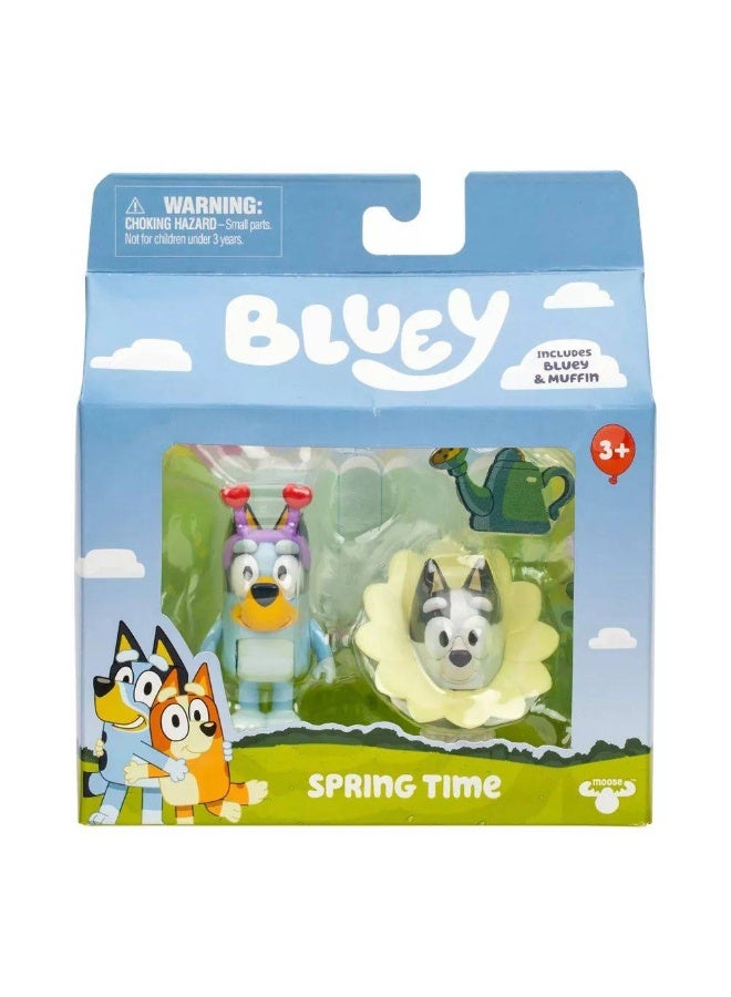 Bluey Spring Time Bluey & Muffin Figure Pack (6 cm, Pack of 2) - Image 1