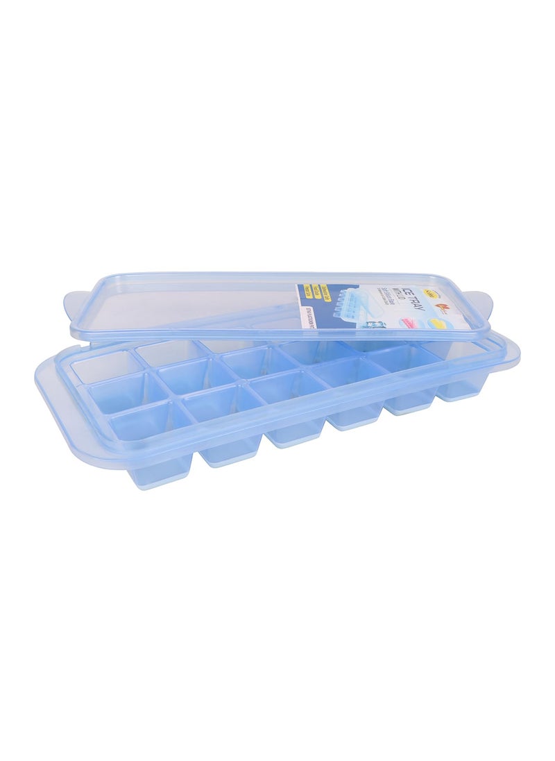 AARON INC AARON INC Small POPUP Ice Cube Tray with Flexible Silicon Bottom and Lid 18 Cube Trays for Freezer with Easy Release Stackable 100 BPA Free Food Grade Blue Pack of 4  - Image 2
