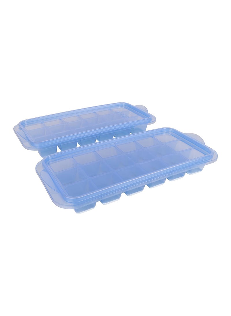 AARON INC AARON INC Small POPUP Ice Cube Tray with Flexible Silicon Bottom and Lid 18 Cube Trays for Freezer with Easy Release Stackable 100 BPA Free Food Grade Blue Pack of 4  - Image 4