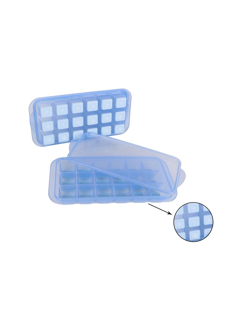 AARON INC AARON INC Small POPUP Ice Cube Tray with Flexible Silicon Bottom and Lid 18 Cube Trays for Freezer with Easy Release Stackable 100 BPA Free Food Grade Blue Pack of 4  - Image 3