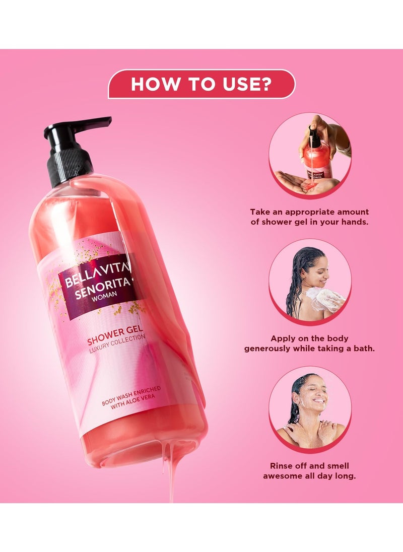 Bella Vita - Bella Vita Luxury Senorita Woman Body Wash Refreshing Shower Gel for Deep Cleansing Hydrating Moisturising Softer and Smoother Skin with Aloe Vera 500 Ml - Image 1