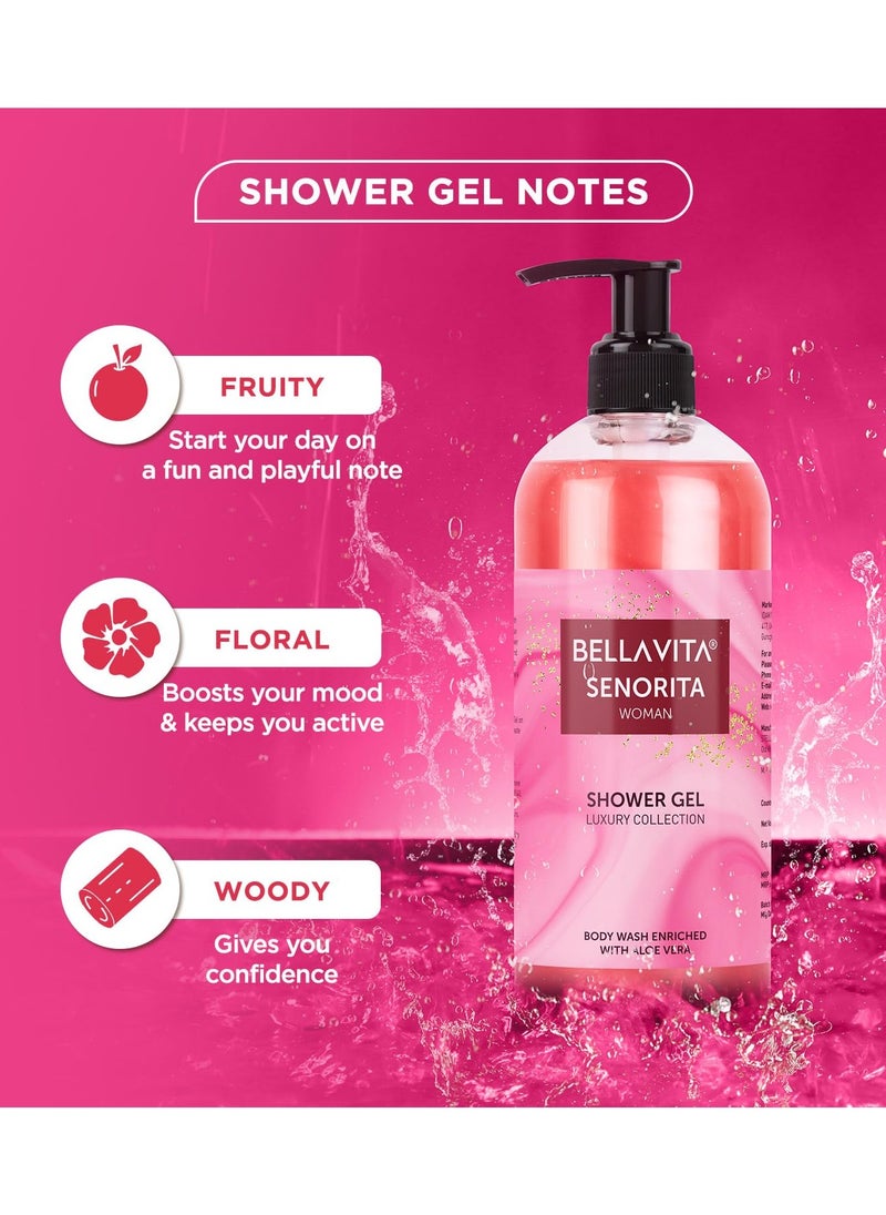 Bella Vita - Bella Vita Luxury Senorita Woman Body Wash Refreshing Shower Gel for Deep Cleansing Hydrating Moisturising Softer and Smoother Skin with Aloe Vera 500 Ml - Image 1