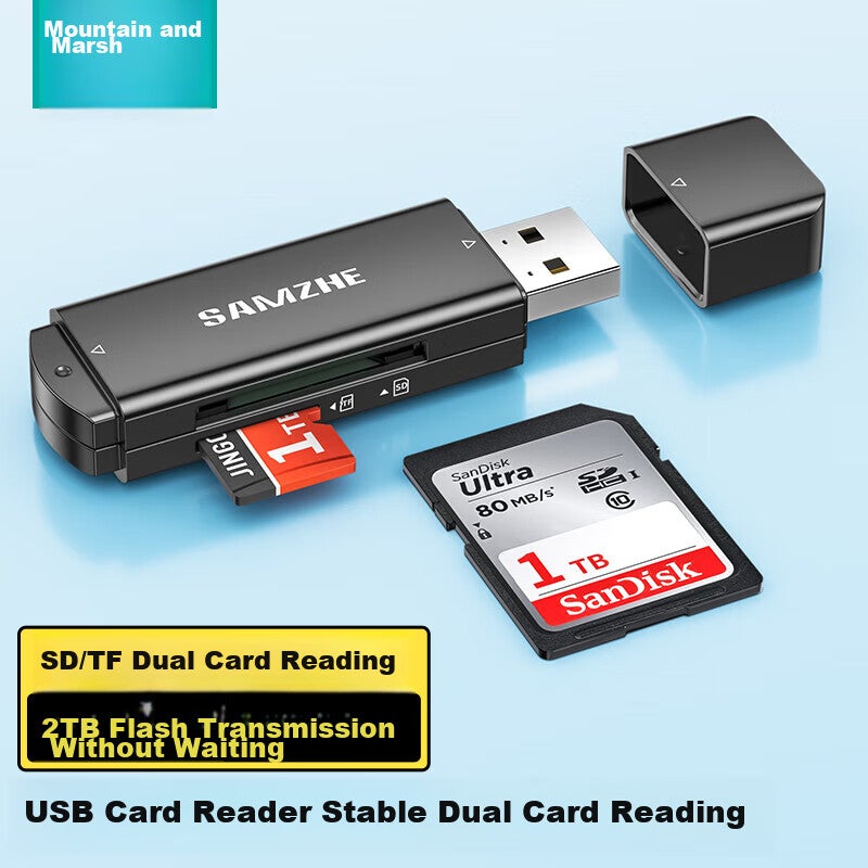 SAMZHE USB High-Speed Card Reader SD/TF Card Multi-Functional All-In Compatible with DSLR Cameras, Smartphones, Computers, IPads, Dash Cams, Surveillance Drones, Memory Cards, Storage Cards - Image 1