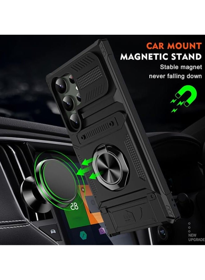 General Samsung Galaxy S24 Ultra/S24 Plus/S24 Case, Wallet Type Case, Case with Credit Card Holder and Car Retaining Ring, Magnetic Chuck Case  - Image 2