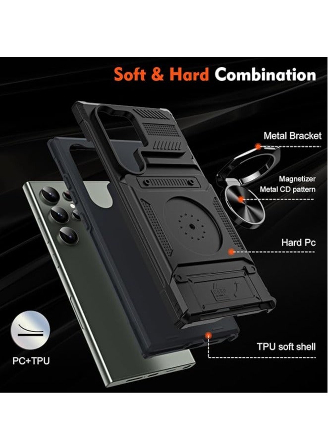 General Samsung Galaxy S24 Ultra/S24 Plus/S24 Case, Wallet Type Case, Case with Credit Card Holder and Car Retaining Ring, Magnetic Chuck Case  - Image 4