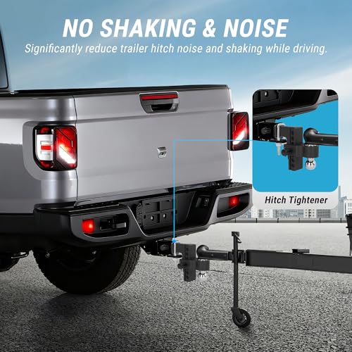TAGLLY Adjustable Trailer Hitch Fits 2-Inch Receiver, 6" Drop/Rise Heavy Duty Aluminum Tow Hitches with Dual Balls (2" & 2-5/16") for Truck, Includes Two Pin Locks & Hitch Tightener - Image 4