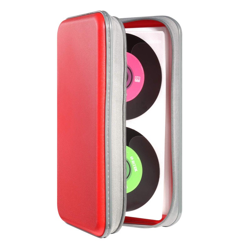 UENTIP UENTIP 96 Capacity CD CasePortable DVD Hard Plastic Case Holder CD Organizer Wallet Protective DVD Storage 96 red 