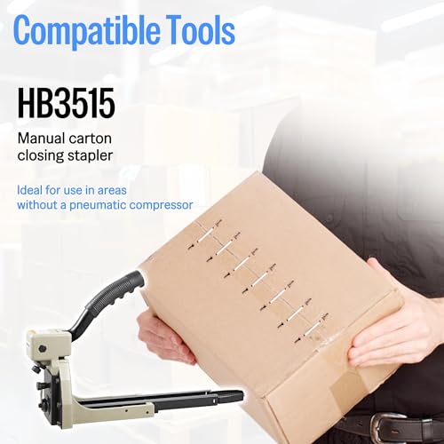 meite Carton Closing Staples 16 Gauge 1-3/8" Wide Crown 5/8" Leg Copper-Coated Carton Staples for Pneumatic or Manual Box Stapler Gun - Cardboard Closer Packaging (2,000PCS) - Image 5