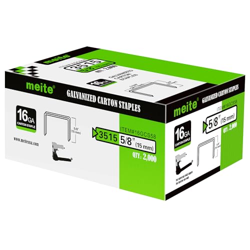 meite Carton Closing Staples 16 Gauge 1-3/8" Wide Crown 5/8" Leg Copper-Coated Carton Staples for Pneumatic or Manual Box Stapler Gun - Cardboard Closer Packaging (2,000PCS) - Image 1
