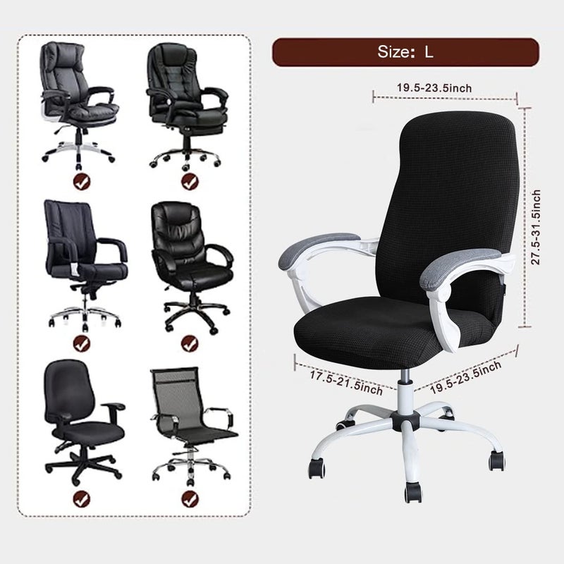 FORCHEER Large Office Chair Covers Stretchable XL Office Chair Cover, Big and Tall Computer Chair Covers (Large,Black) - Image 5