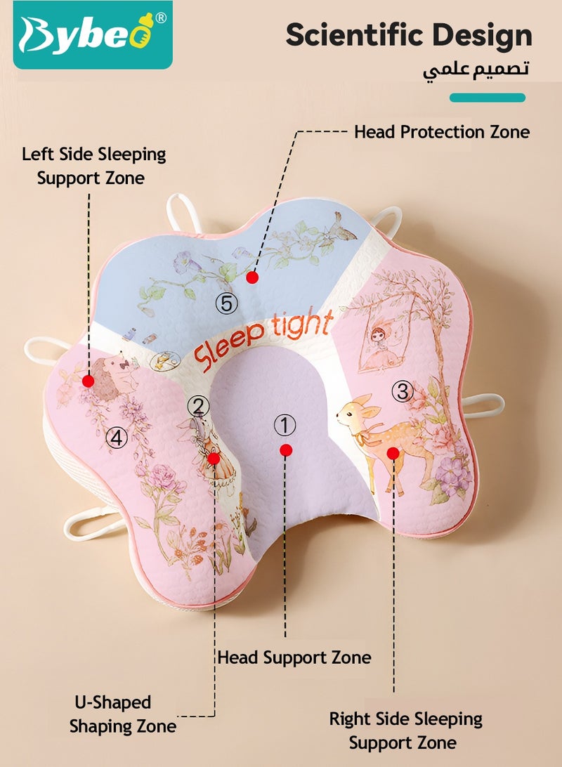 Bybeo Baby Head Shaping Pillow, Toddler Sleeping Pillow, Infant Spine Protection Pillow, Adjustable Double-Sided Head Support Pillow for 0-12 Months Newborns and Infants, TPU Tubes Filling - Image 4