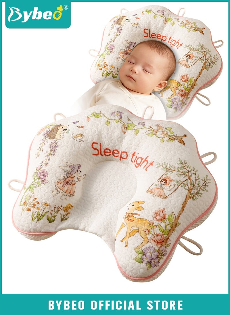 Bybeo Baby Head Shaping Pillow, Toddler Sleeping Pillow, Infant Spine Protection Pillow, Adjustable Double-Sided Head Support Pillow for 0-12 Months Newborns and Infants, TPU Tubes Filling - Image 1