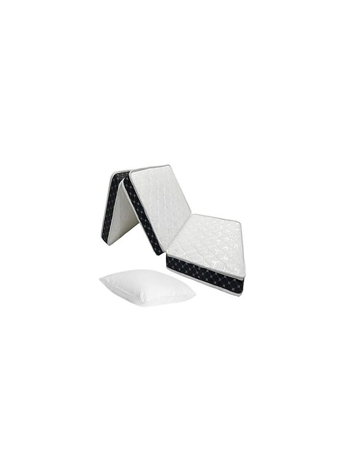 Comfy White Folding 180 X 90 X 7Cm Medicated Satin Mattress With Black Border + 1 Pillow - Image 1