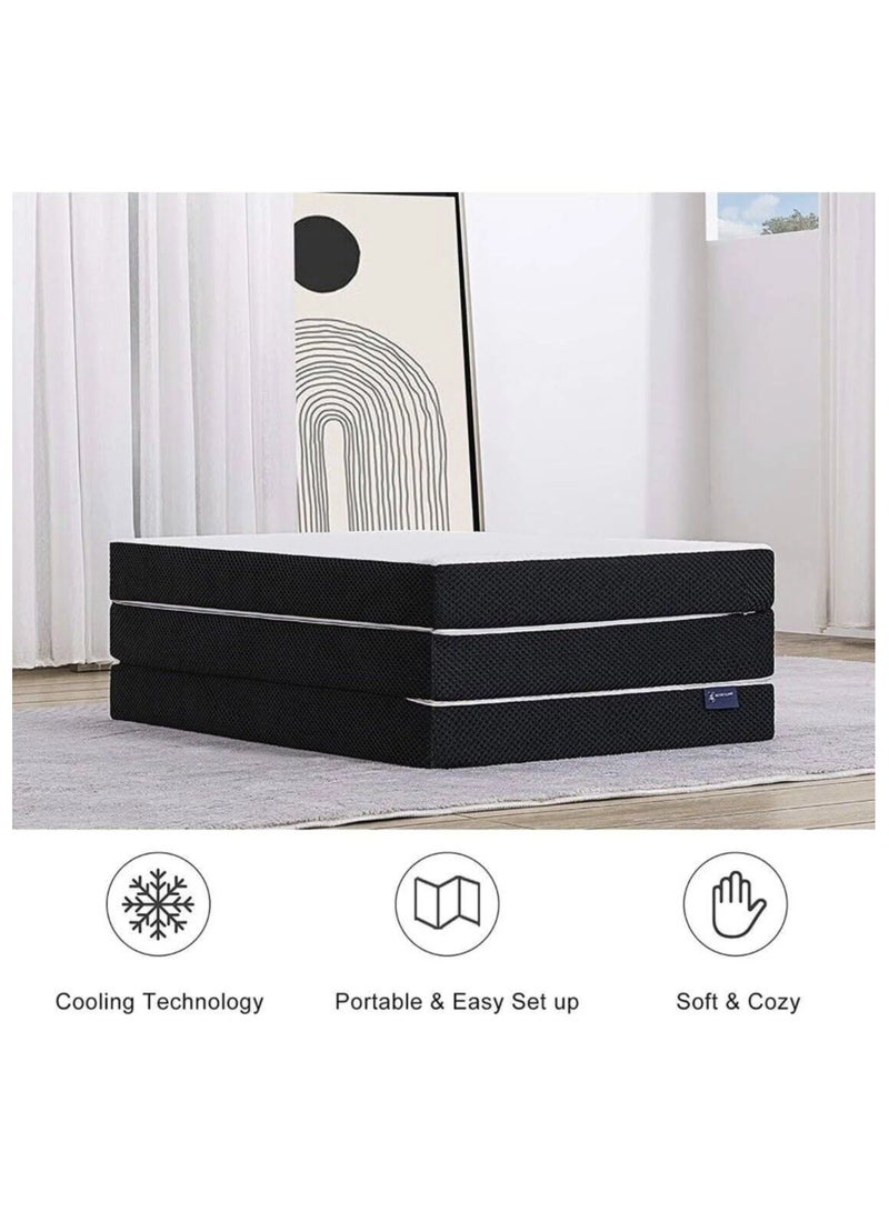 Comfy White Folding 180 X 90 X 7Cm Medicated Satin Mattress With Black Border + 1 Pillow - Image 2