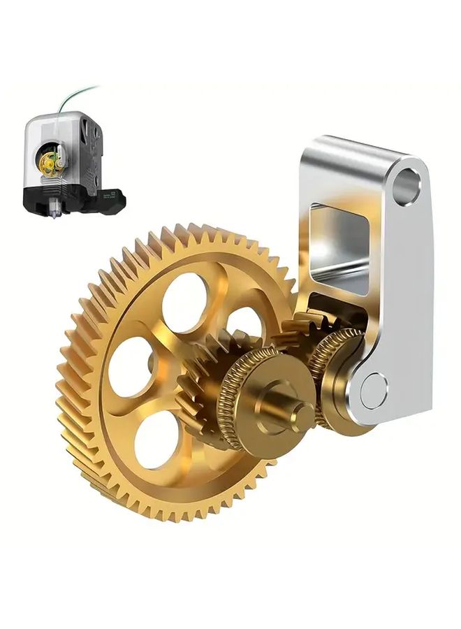 All Metal Extruder Gear Kit Upgrade For P1 X1 Series 3D Printer Self Lubricating Brass Precision Helical Wheel - Image 1