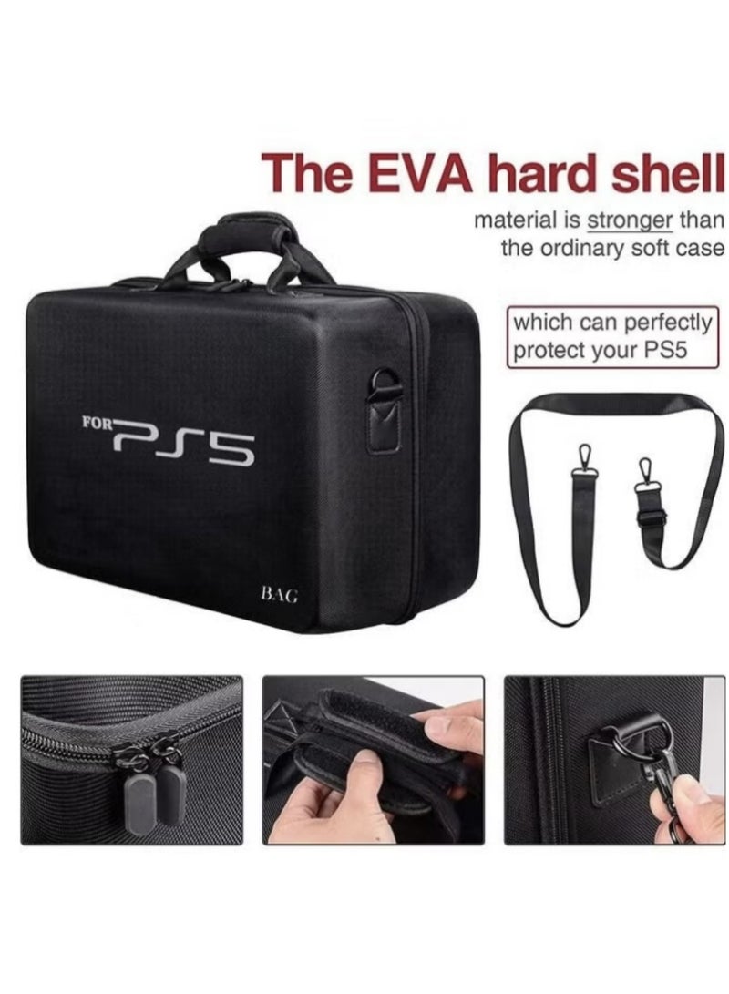 Travel Case Bag for PS5 Shockproof Hard Shell Luxury Waterproof shoulder bag for Playstation 5 Console Digital EVA Storage Organizer for Controllers Cables and Other Accessories Black  - Image 5