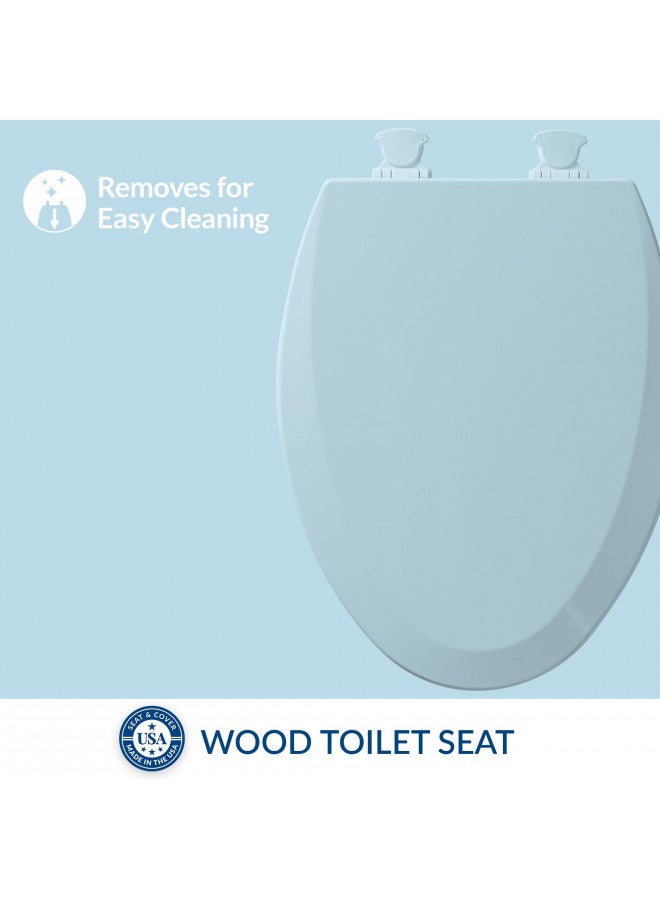 Bemis 1500EC 464 Dresden Blue Elongated Molded Wood Toilet Seat with Easy-Clean & Change Hinge, 1 Pack