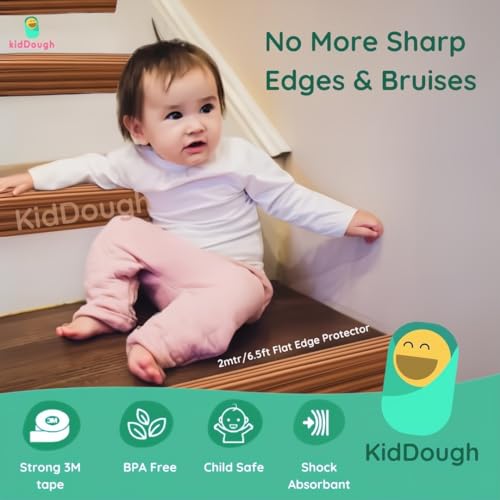 KidDough Baby Proofing Edge Protector for Kids, Furniture and Corner Guard, Rubber Protector for Kids Safety, Corner Protector for Sharp Edges, Baby Safety Products (2 mtr, Wood Color, Flat Shape) - Image 4