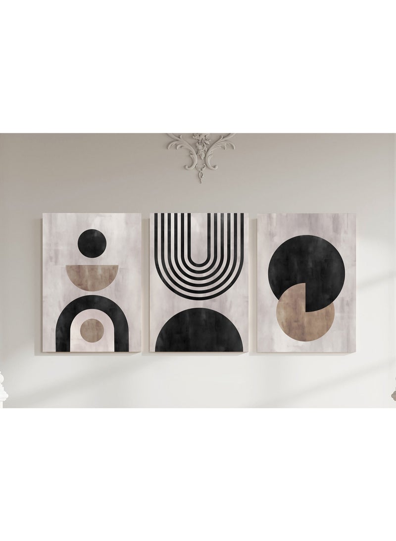 Modern abstract Wall Art – 3 Piece Set with Warm Earth Tones for Elegant Home Decor