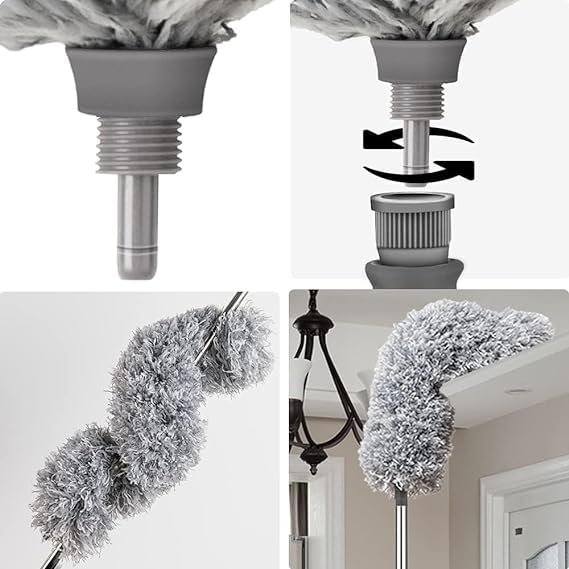 Vocal Enterprise Long Handle Microfiber Feather Ceiling Duster for Dust Cleaning with extendable Pole 100 Inch with Anti Scratch Bendable Brush for Cleaning High Cobweb Stick high Ceiling Fan - Image 3