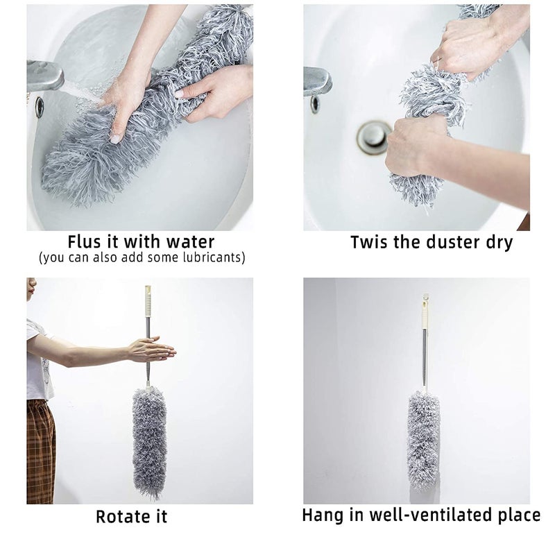 Vocal Enterprise Long Handle Microfiber Feather Ceiling Duster for Dust Cleaning with extendable Pole 100 Inch with Anti Scratch Bendable Brush for Cleaning High Cobweb Stick high Ceiling Fan - Image 5