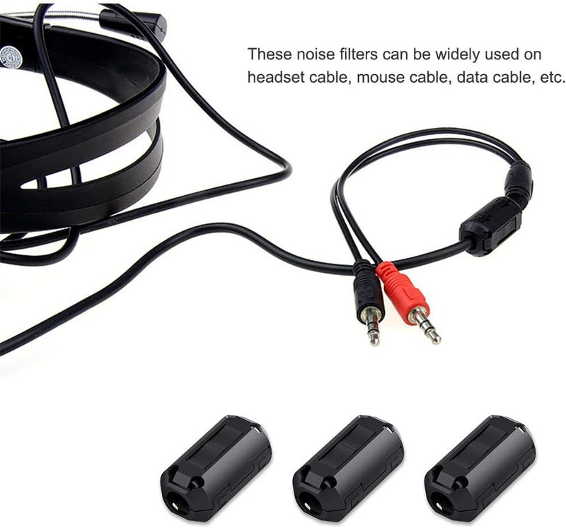 Roctee EMI RFI Noise Filter Cable Ring, 12 Pcs Ferrite Choke Snap On Noise Suppressor Cable Clip Electronic Ferrites Core for 3.5MM Diameter Wire (Black) - Image 4