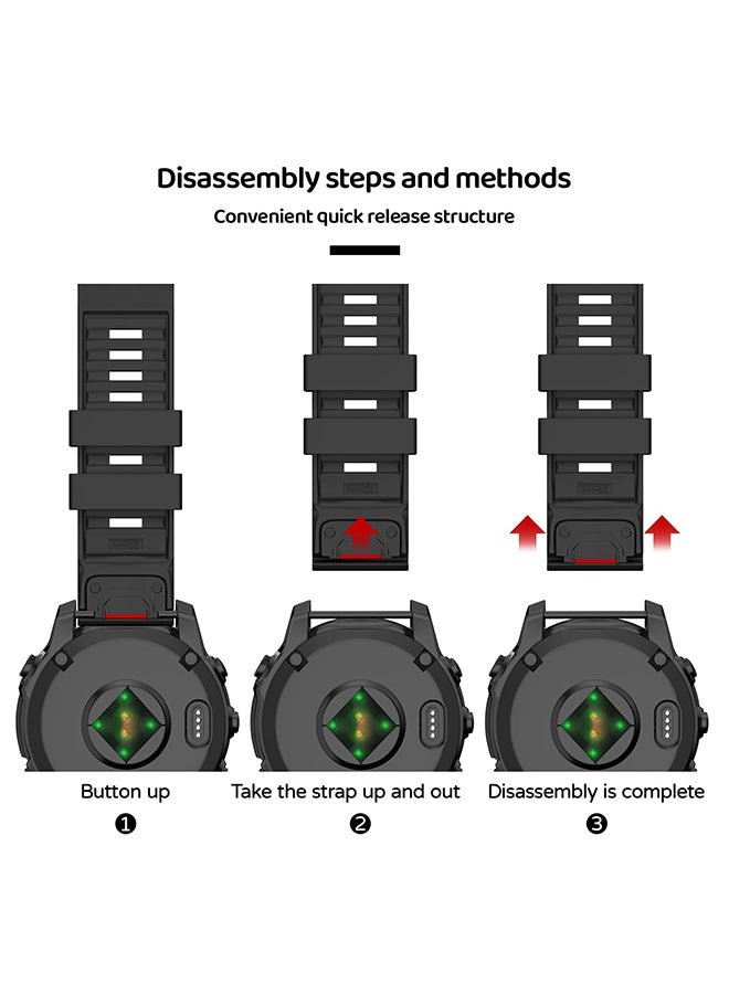O Ozone 22mm Silicone Band For Garmin Fenix E/Fenix8 AMOLED 47mm/Fenix 7/7 Pro/6/6 Pro/5/5 Plus Watch Band, Soft Silicone Band Strap Wristband- Black - Image 5