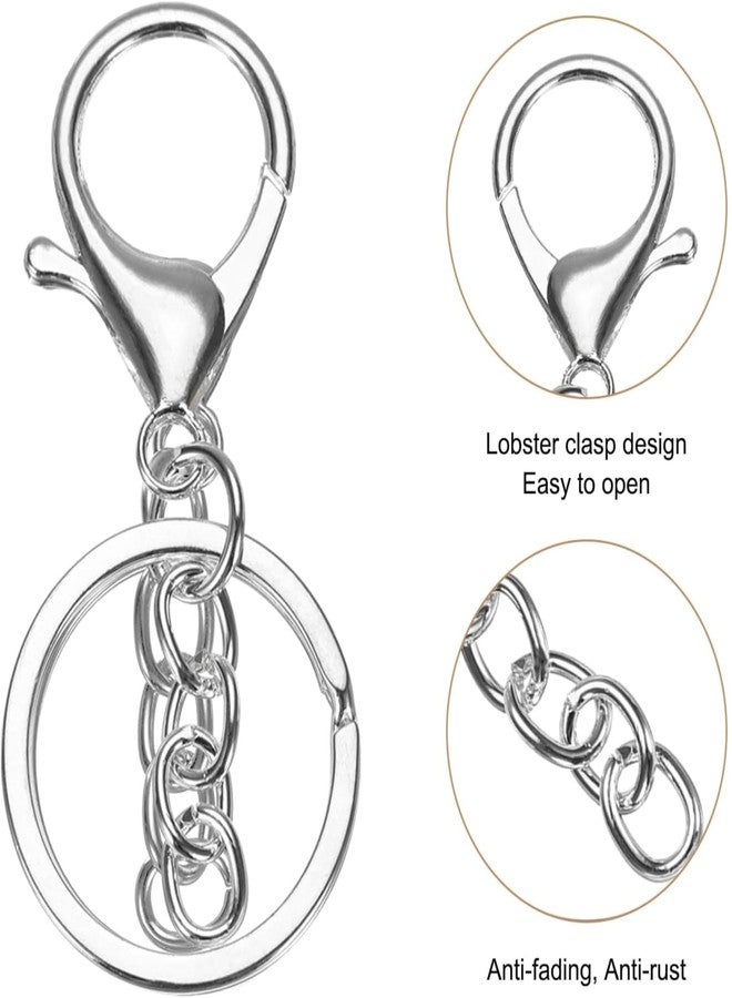 Tdas 10 Pcs Lobster Claw Clasps Keychain Swivel Snap Hook Key Rings for DIY Craft Jewellery Chain Making Kit Project (Silver) - Image 2