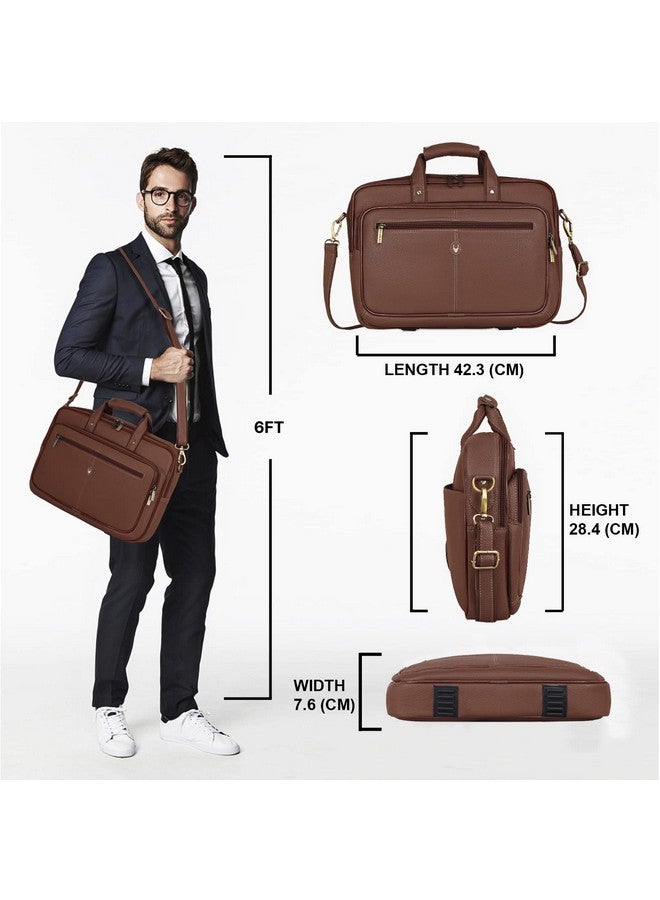 Wildhorn حقيبة رسائل جلدية WildHorn مقاس 15 بوصة للرجال، قسم مخصص للكمبيوتر المحمول مبطن، مقابض حمل مع حزام قابل للتعديل، الأبعاد: الطول - 15.5 بوصة، العرض - 3.5 بوصة، الارتفاع - 11.5 بوصة، بني - Image 2